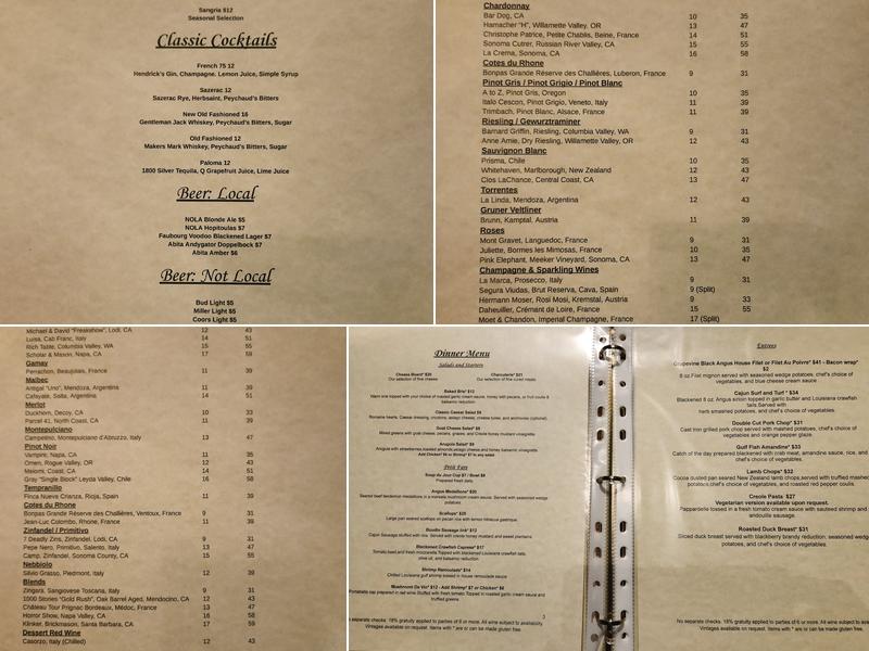 Orleans Grapevine Wine Bar and Bistro Menu