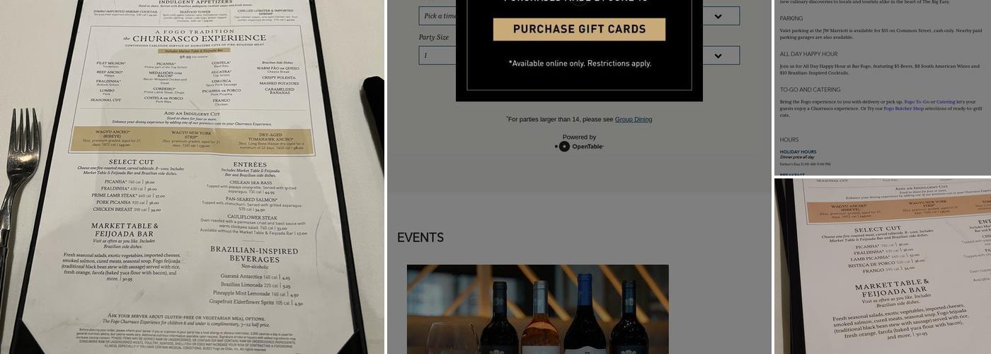 Fogo de Chão Brazilian Steakhouse Menu