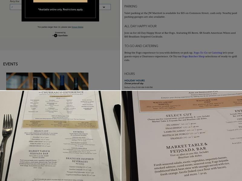 Fogo de Chão Brazilian Steakhouse Menu