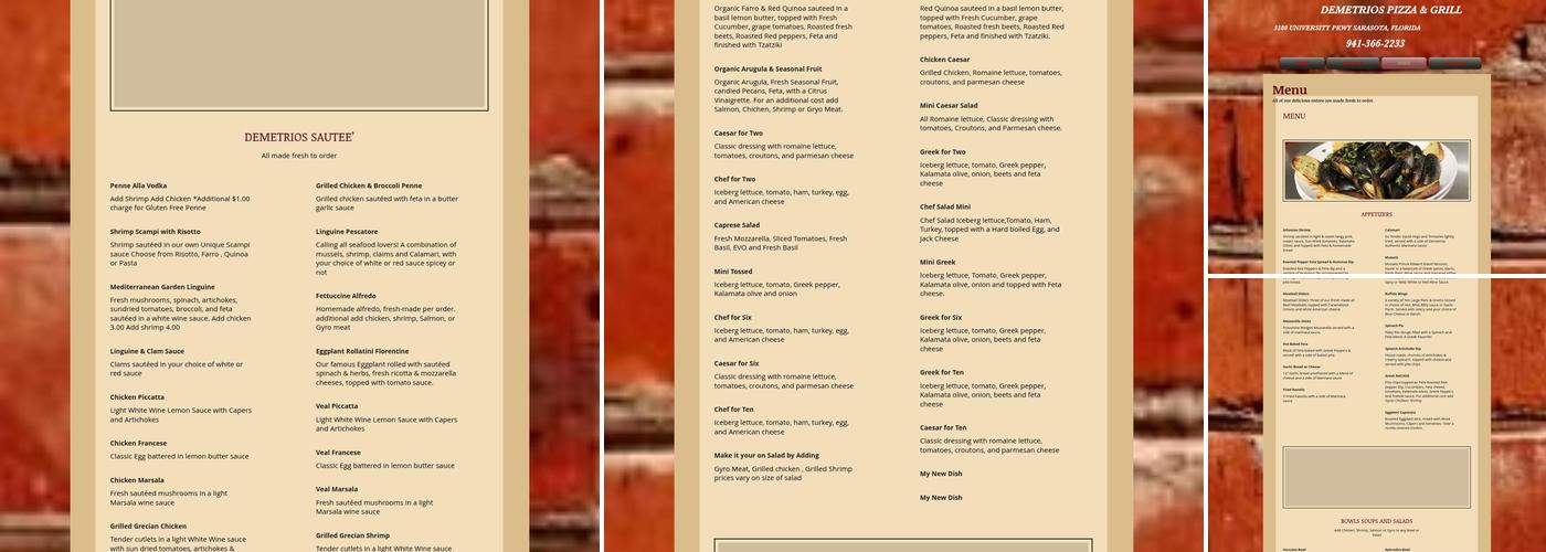 Demetrios Pizza & Grill Menu