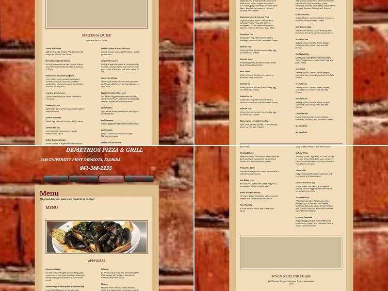 Demetrios Pizza & Grill Menu