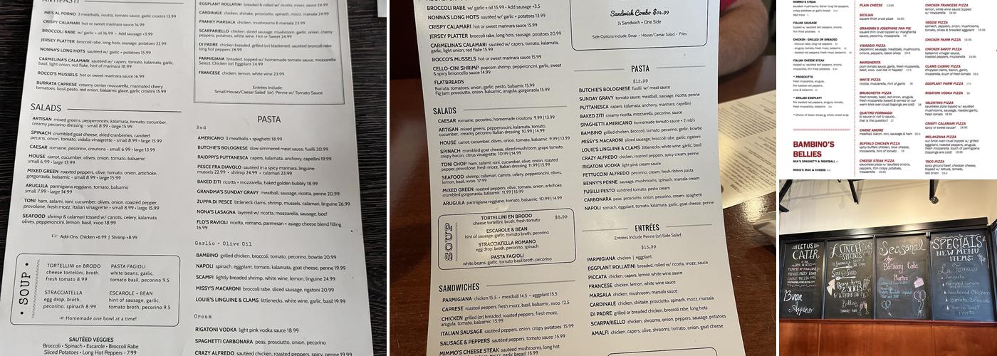 VALENTINO PIZZERIA TRATTORIA Menu