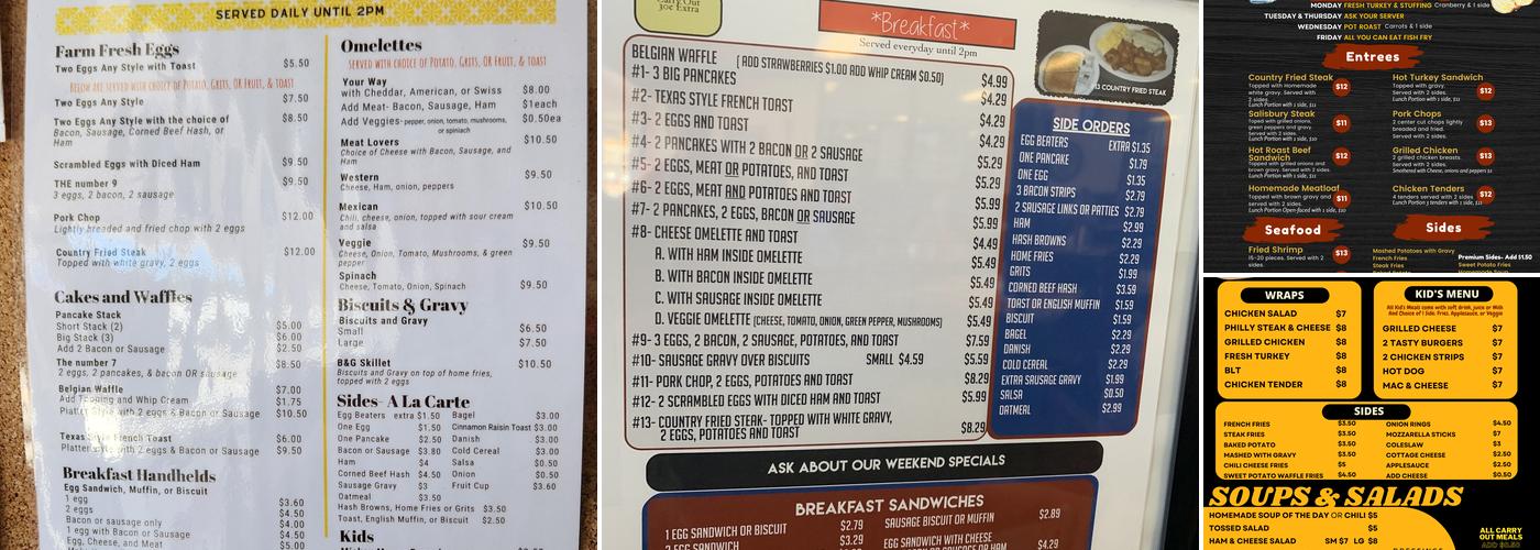 Tasty Home Cookin Menu