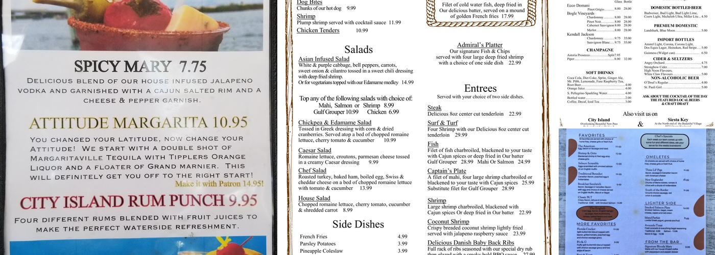 The Old Salty Dog Menu