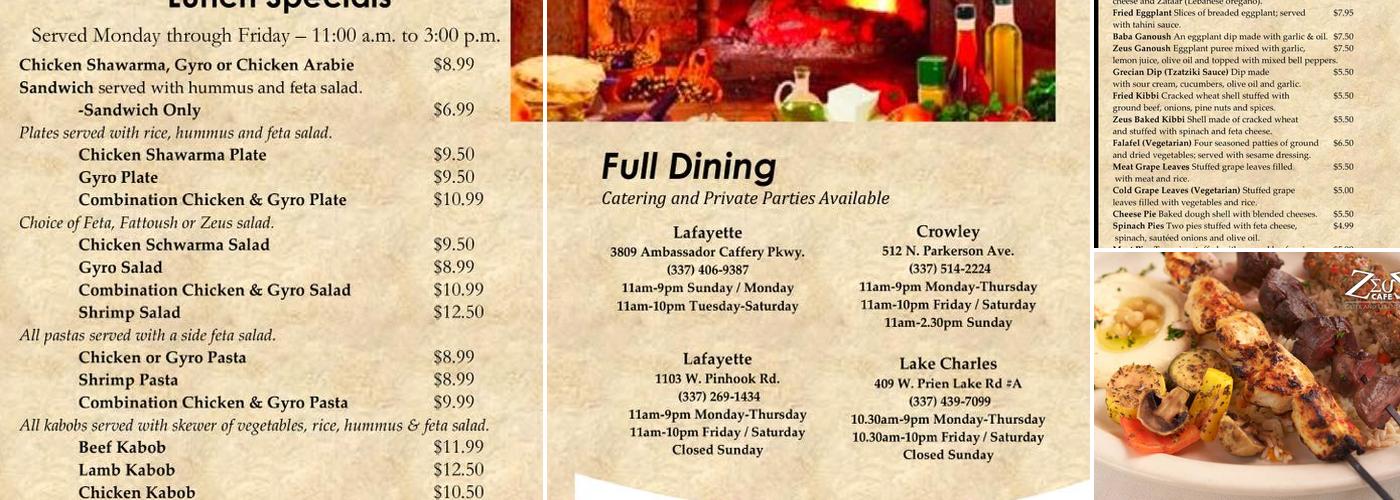 Zeus Menu