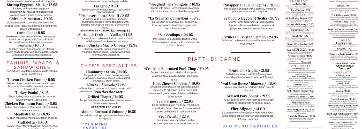 Cafe Bella Menu