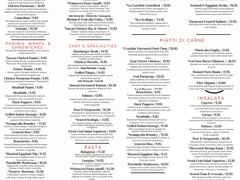 Cafe Bella Menu