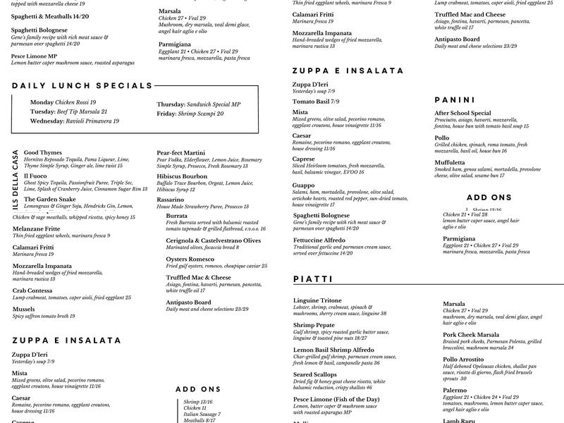 Marcello's Menu
