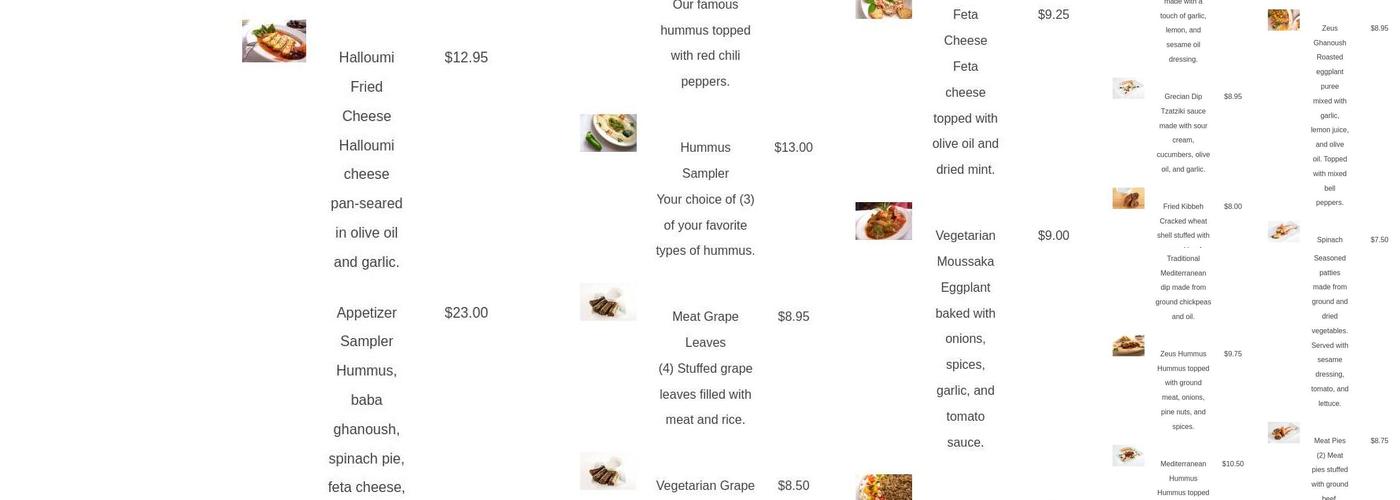 Zeus Menu