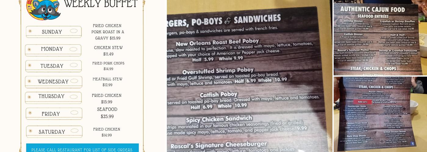 Rascal's Cajun Restaurant Menu