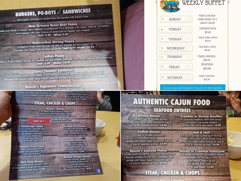 Rascal's Cajun Restaurant Menu