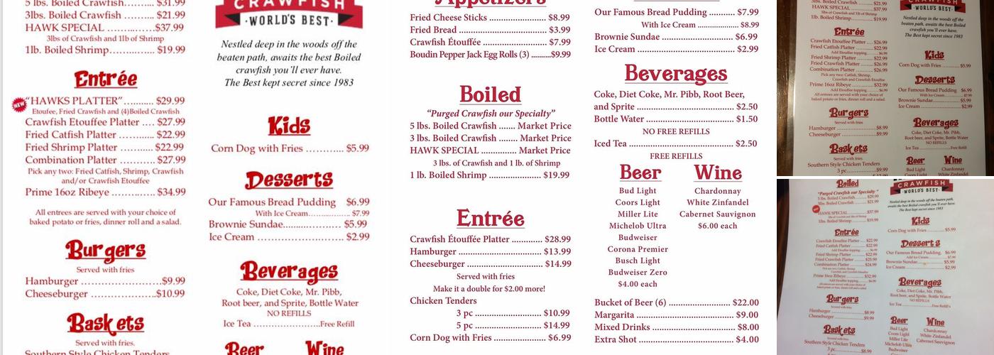 Hawk's Restaurant Menu