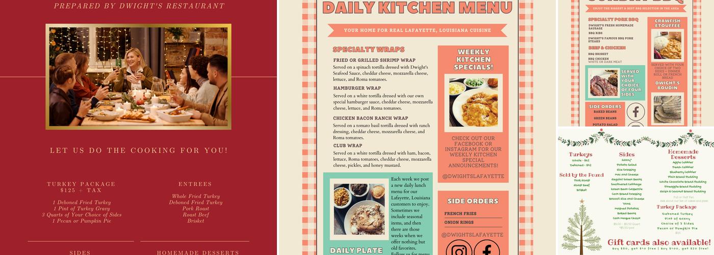 Dwight's Restaurant Menu