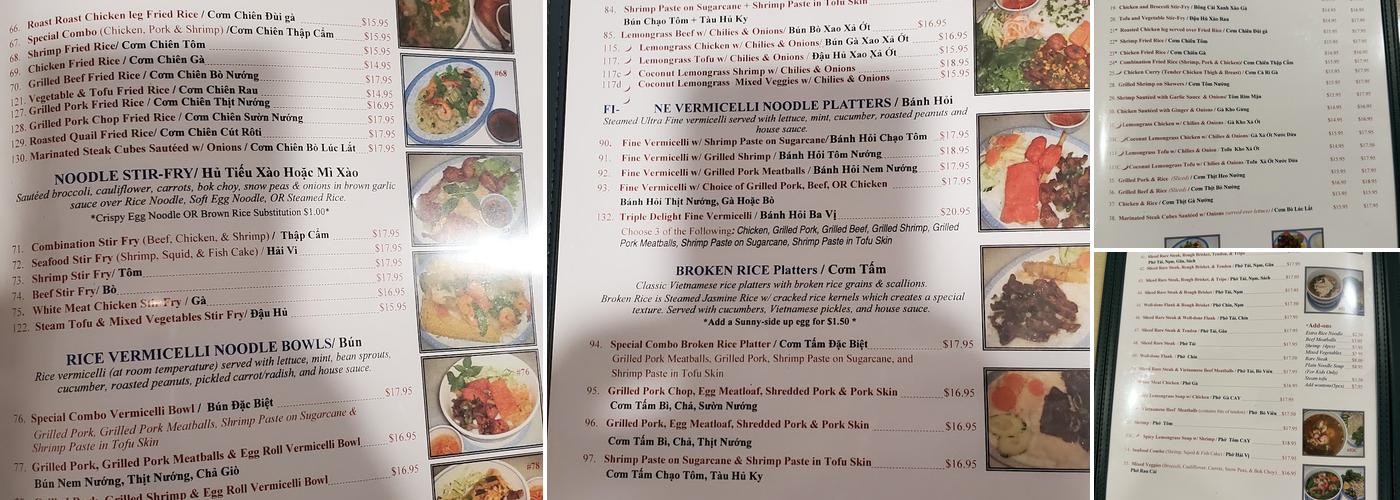 Phở Cali Menu