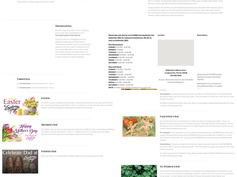 Euphemia Haye Restaurant & The Haye Loft Menu