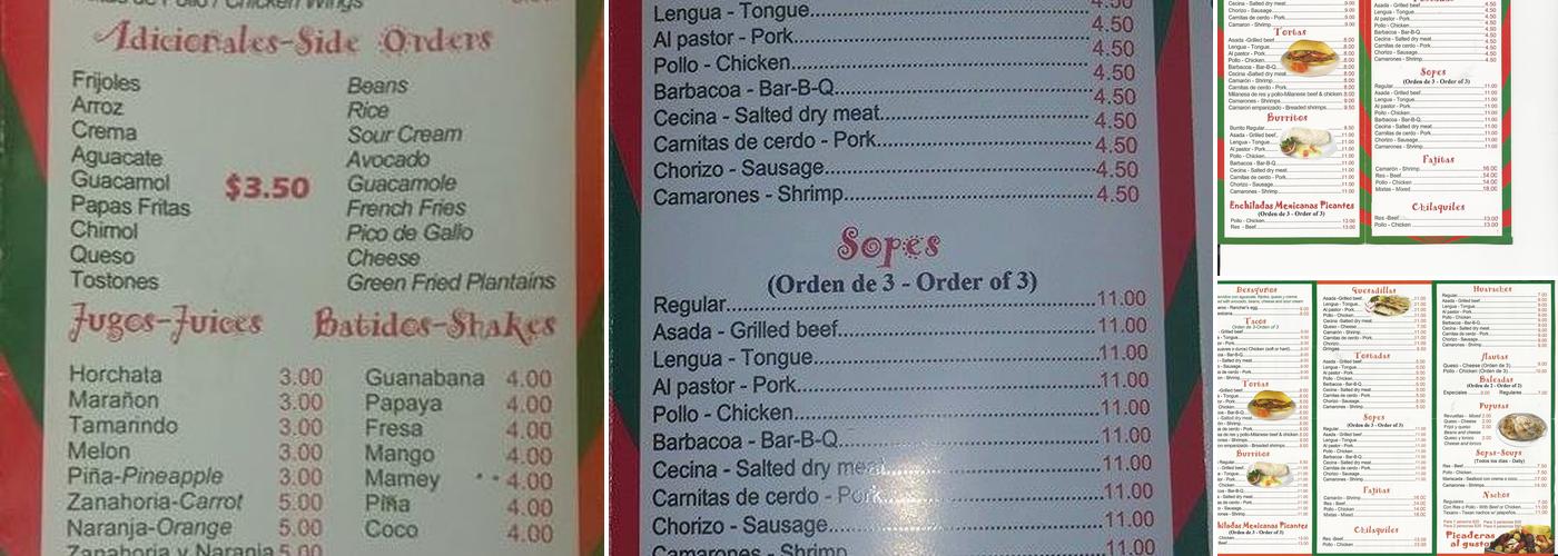 El Nopal 1 Restaurant Hempstead Menu