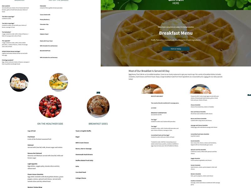 Honey Tree Cafe Menu