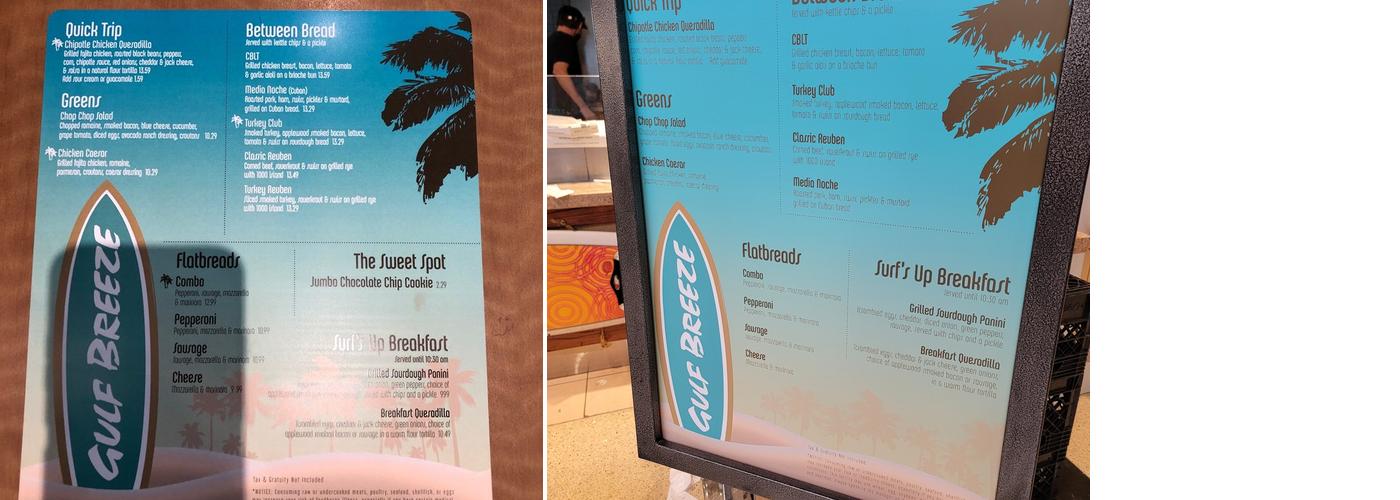 Gulf Breeze Cafe Menu