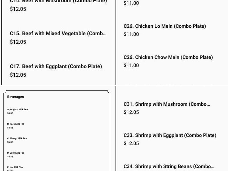 New Special Chinese Restaurant Menu