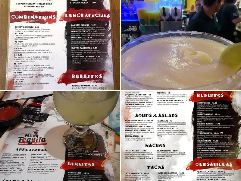Mr. Tequila Authentic Mexican Restaurant Menu