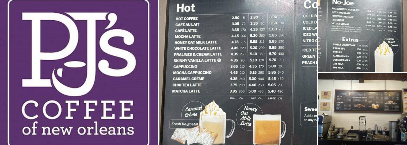 PJ's Coffee Menu