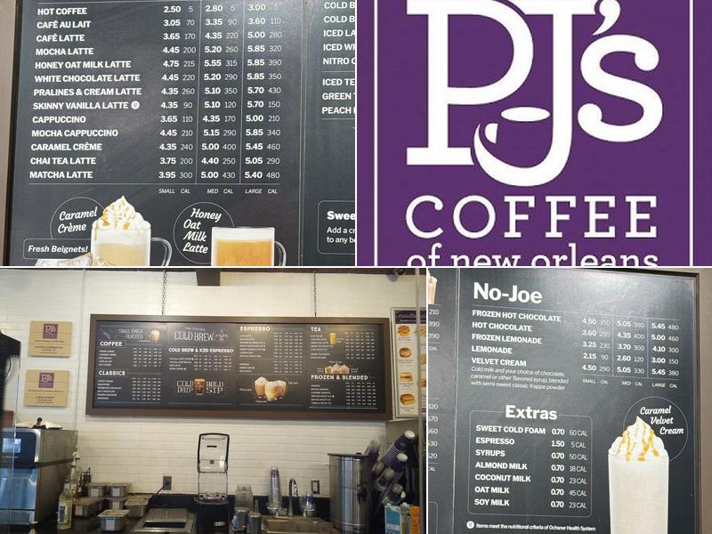 PJ's Coffee Menu
