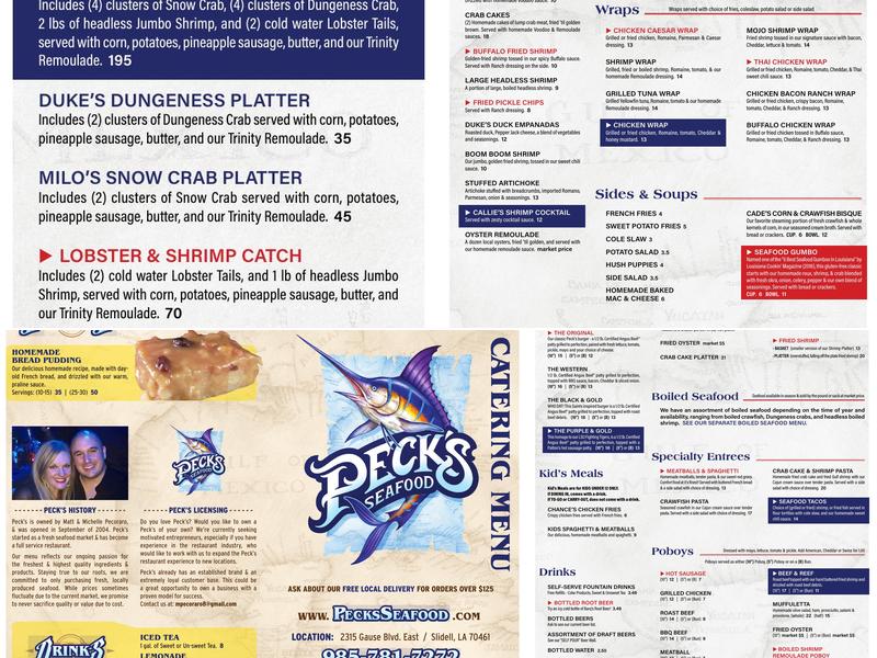 Peck's Seafood Restaurant Menu