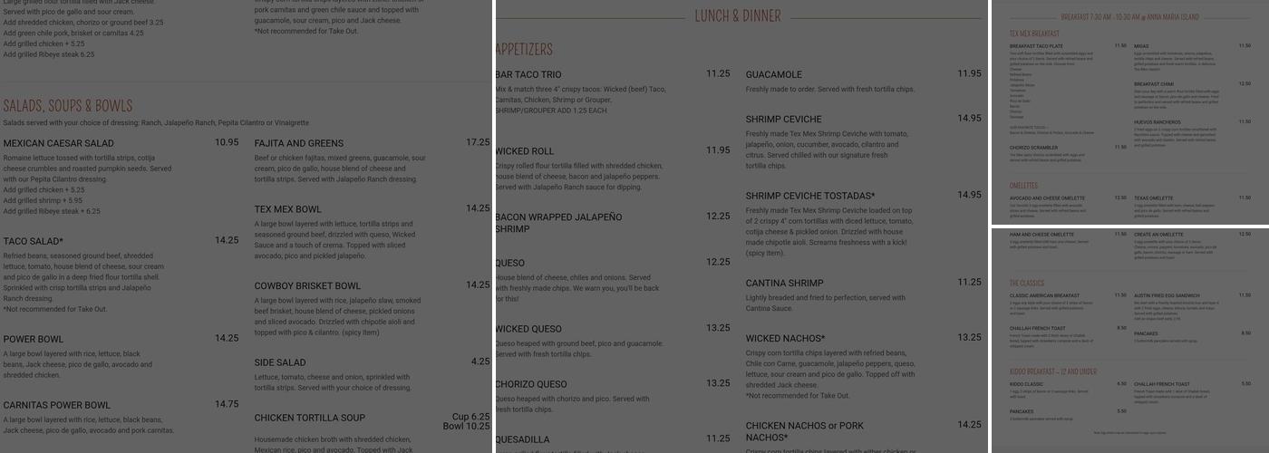 Wicked Cantina Bradenton Beach Menu