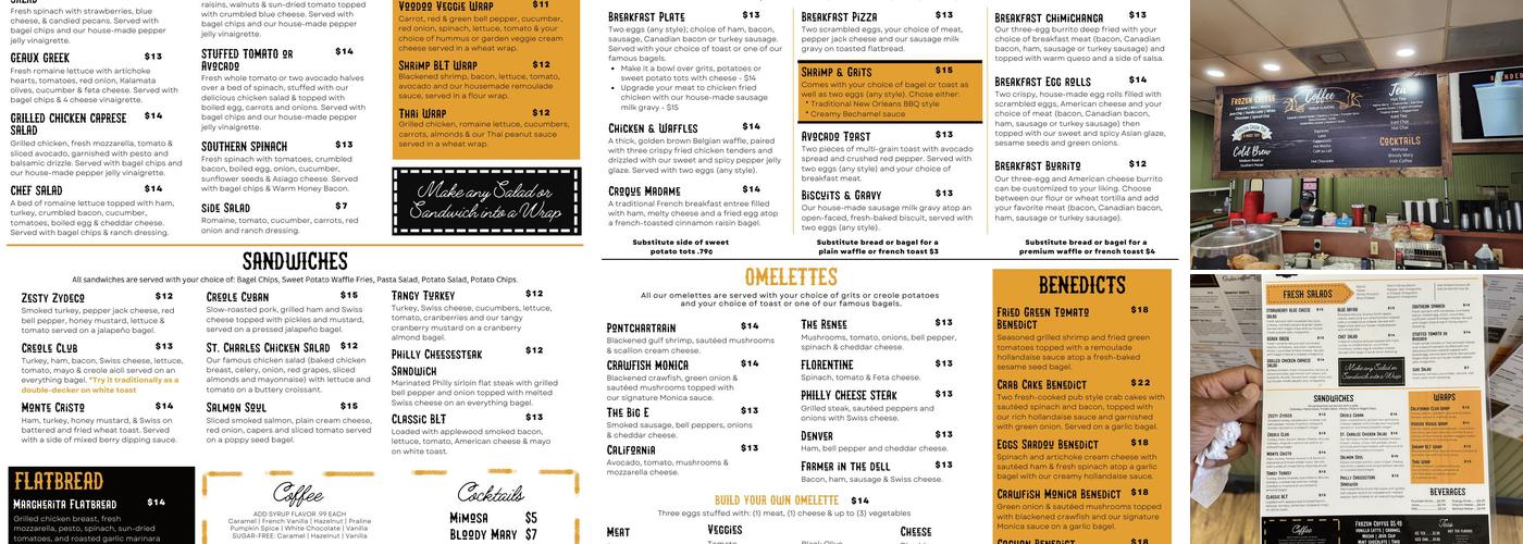 Creole Bagelry and Cafe' Menu