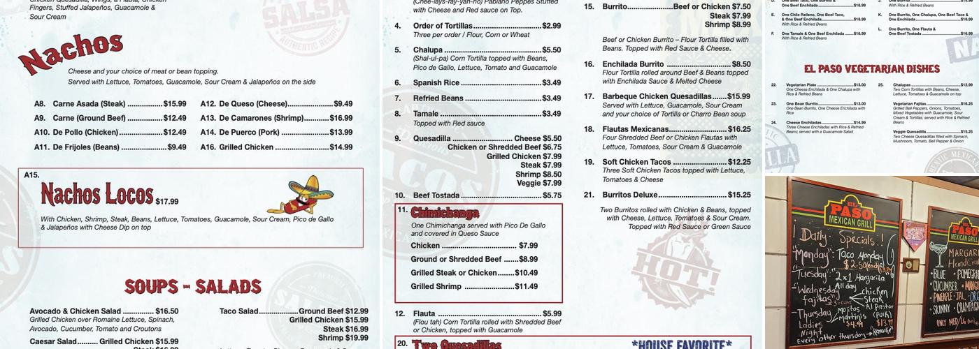 El Paso Mexican Grill - Slidell Menu