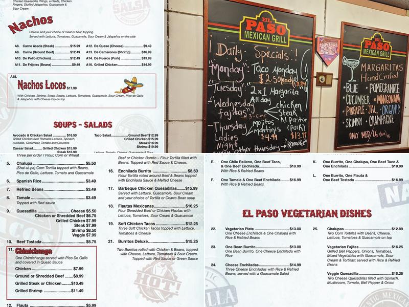 El Paso Mexican Grill - Slidell Menu