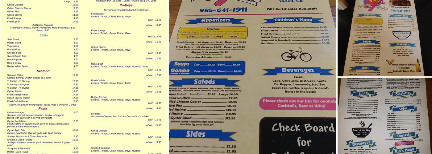KY's Olde Towne Bicycle Shop Menu