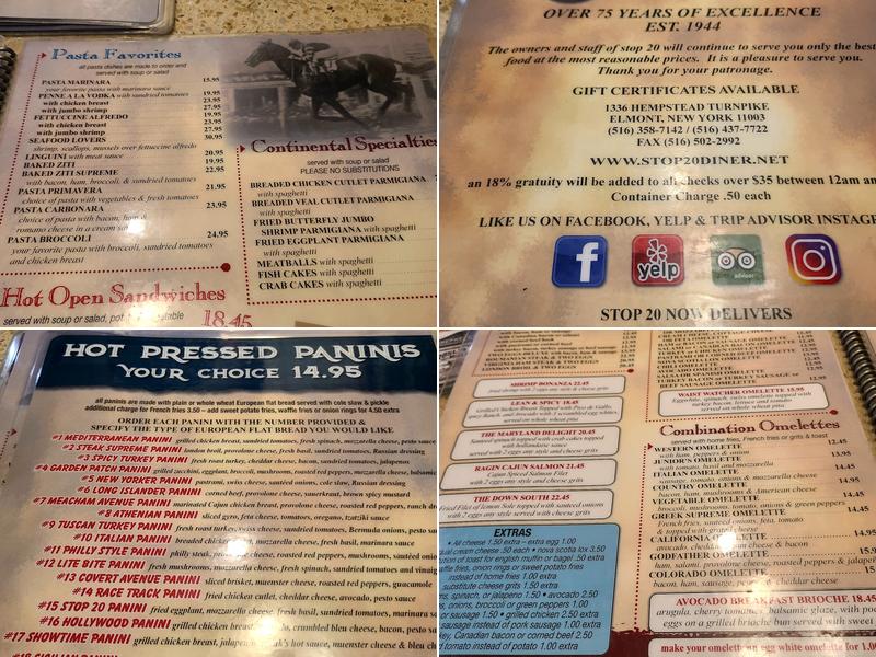 Stop 20 Diner Menu