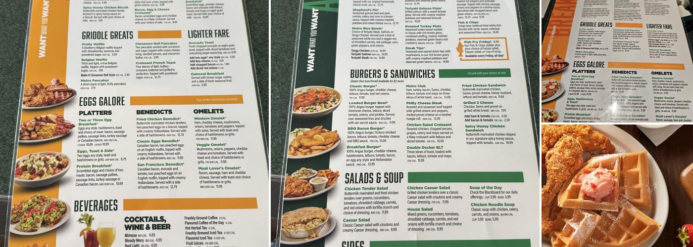 Metro Diner Menu