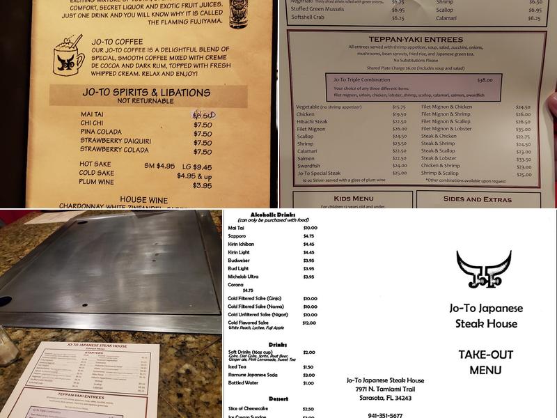 Jo-To Japanese Steak House Menu