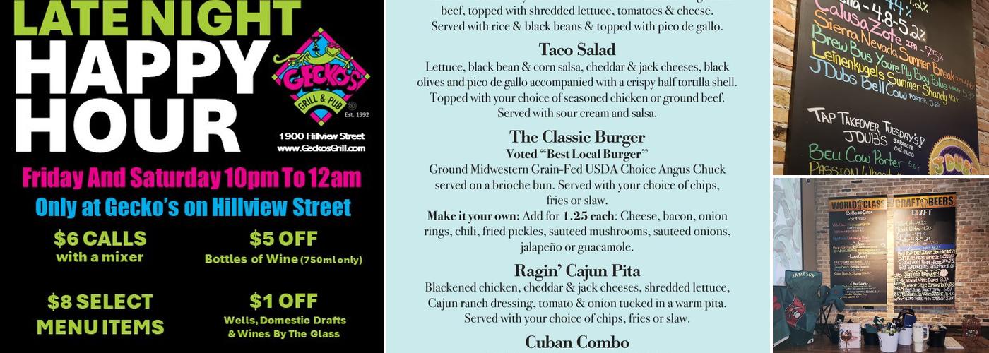 Gecko’s Grill & Pub Menu