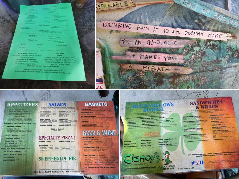 Clancy's Sports Bar & Grill Menu