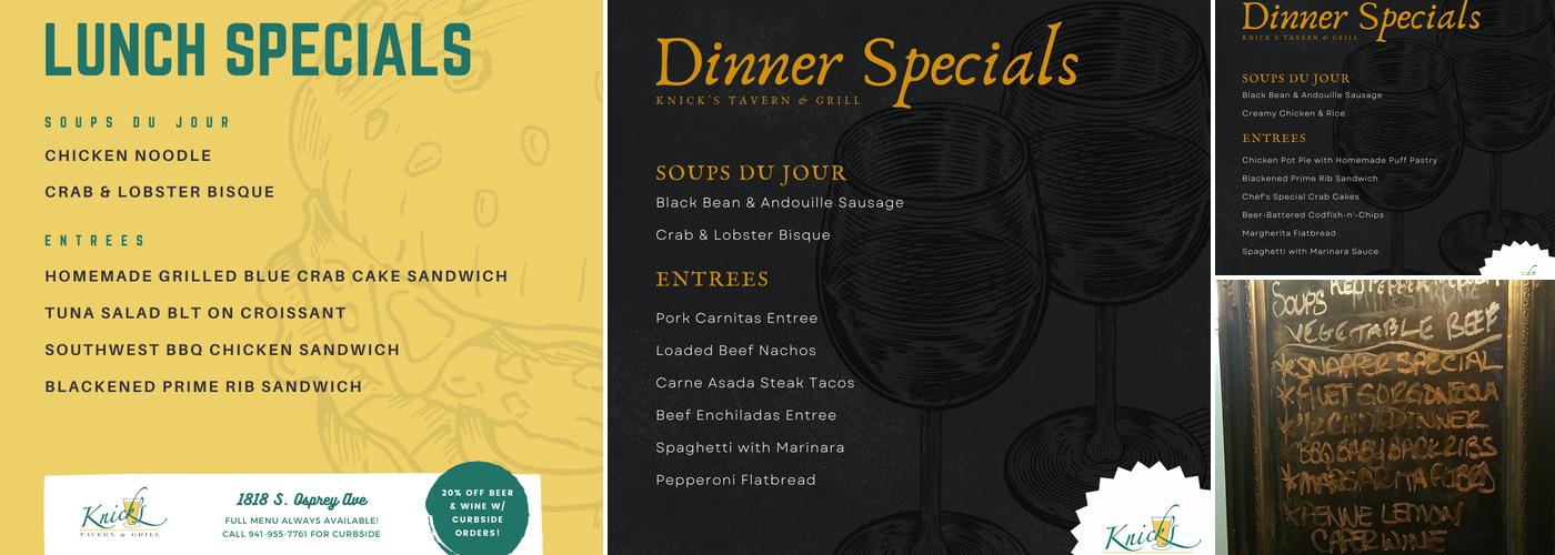 Knick's Tavern & Grill Menu