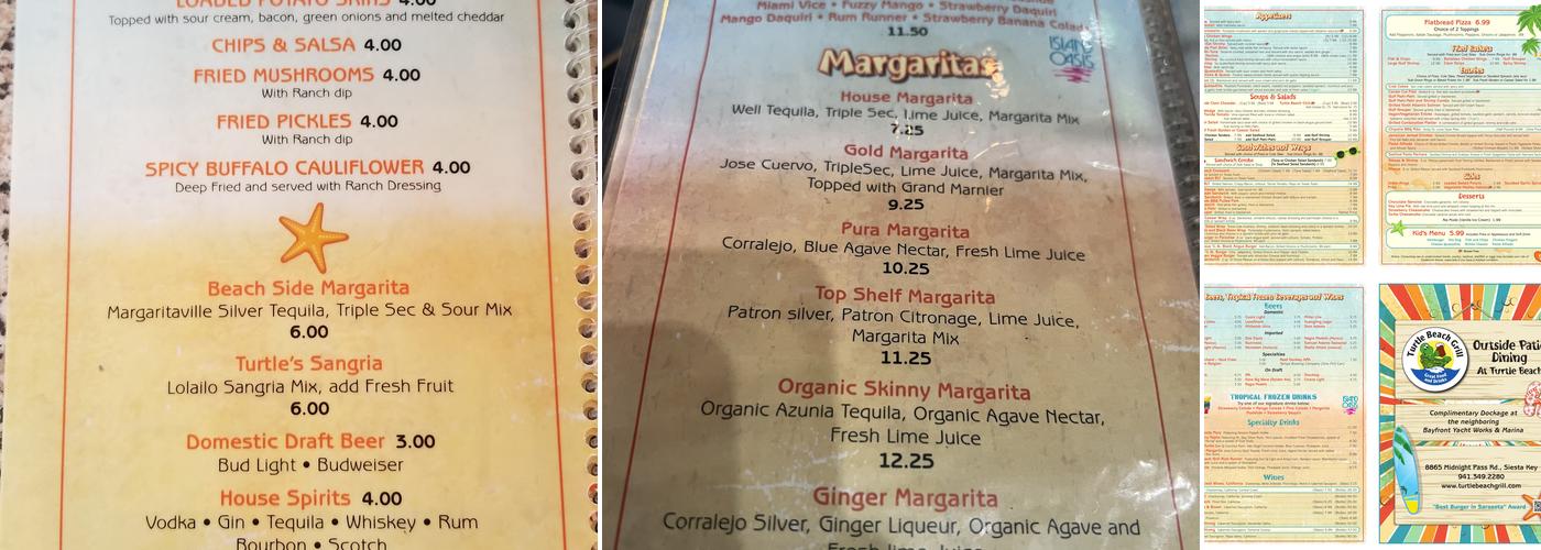 Turtle Beach Grill Menu