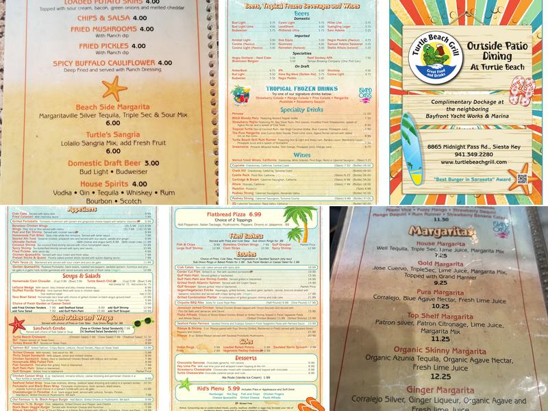 Turtle Beach Grill Menu