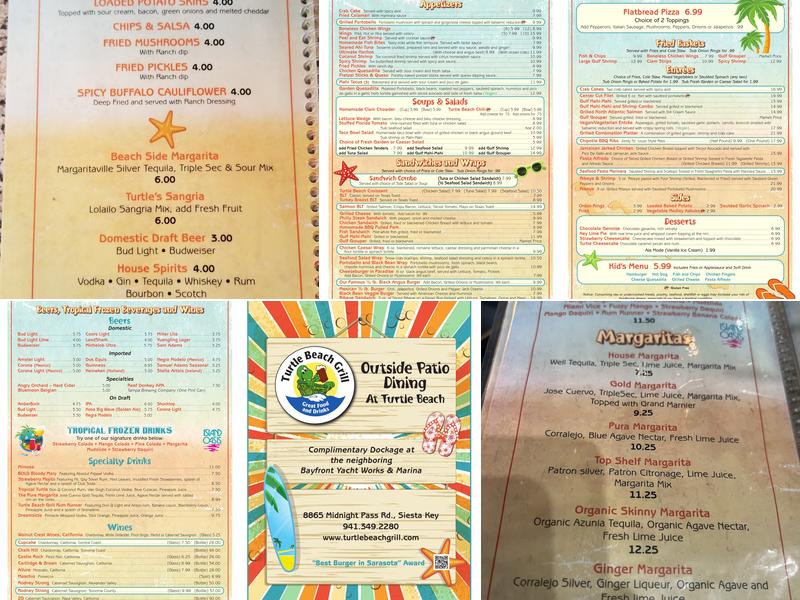 Turtle Beach Grill Menu