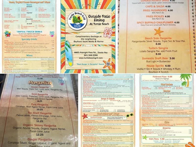 Turtle Beach Grill Menu