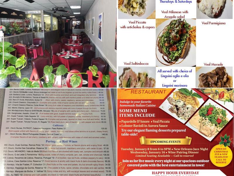 Amore Restaurant Menu