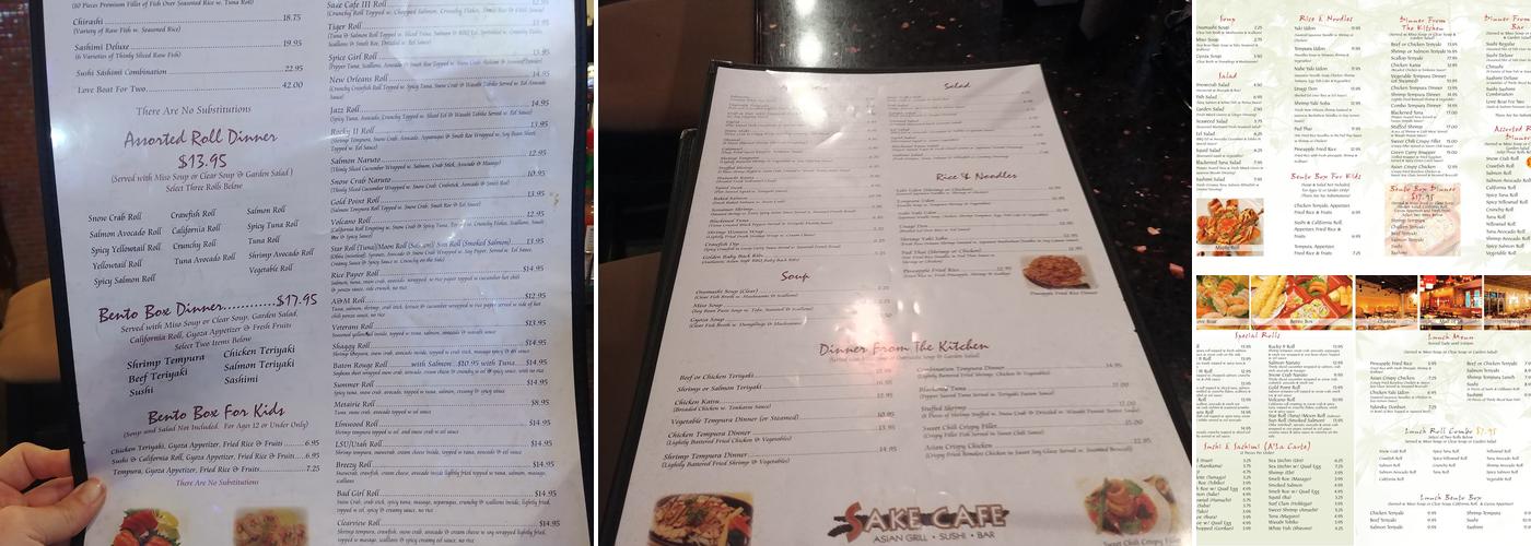 Sake Cafe Elmwood Menu