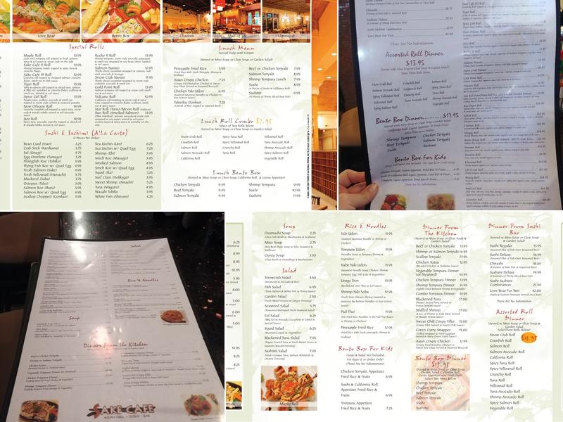 Sake Cafe Elmwood Menu