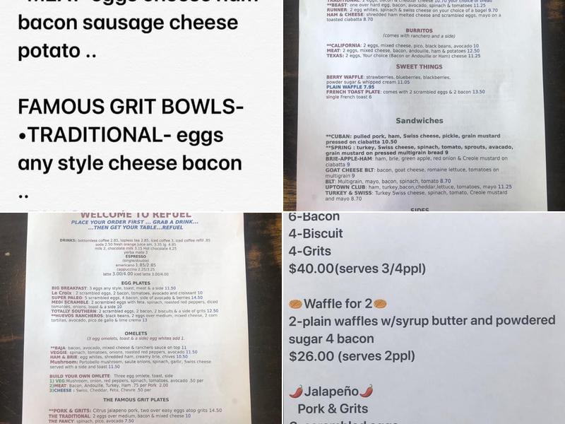 Refuel Cafe Menu