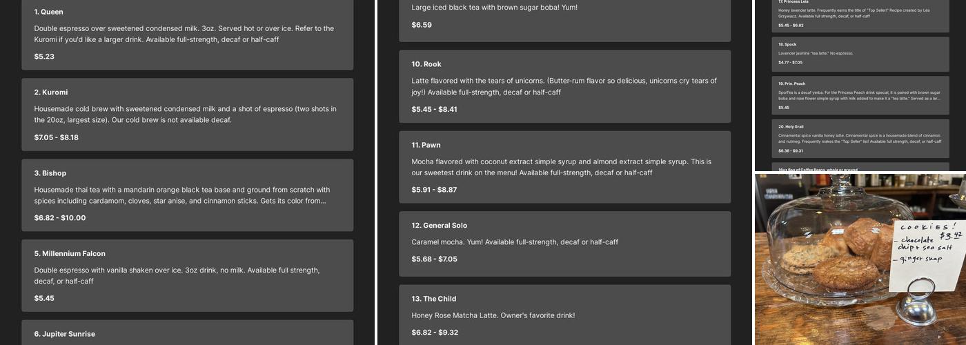 Rook Cafe Menu