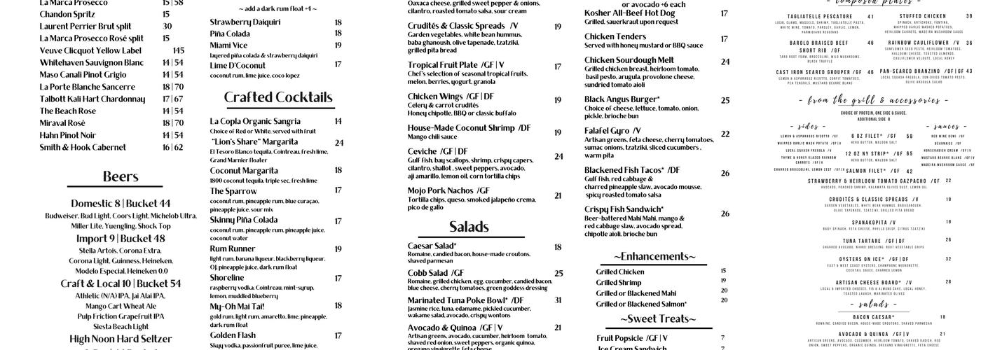 Jack Dusty Menu