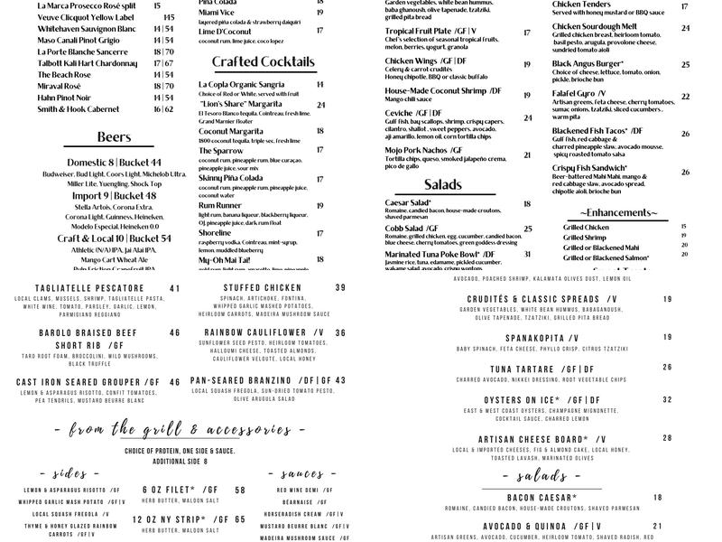 Jack Dusty Menu