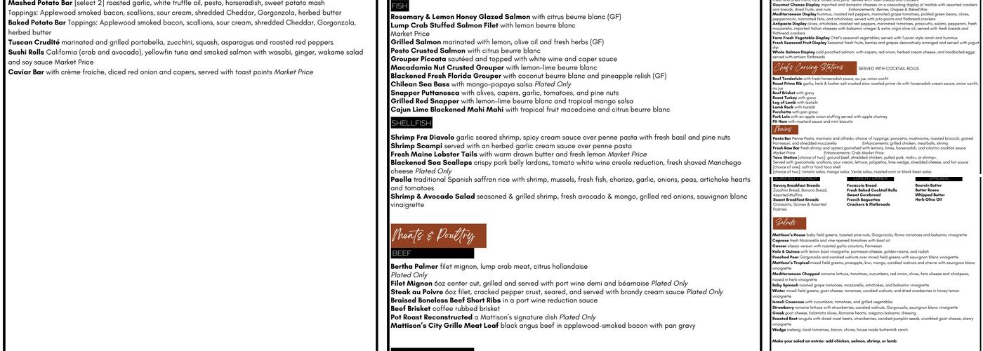 Mattison's at the Van Wezel Menu